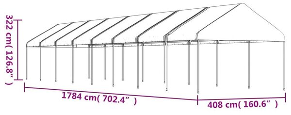 VidaXL Pavilon 17,84 x 4,08 m, Fehér