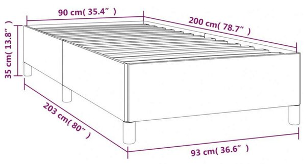 VidaXL Ágykeret - Műbőr - Szürke - 90x200 cm