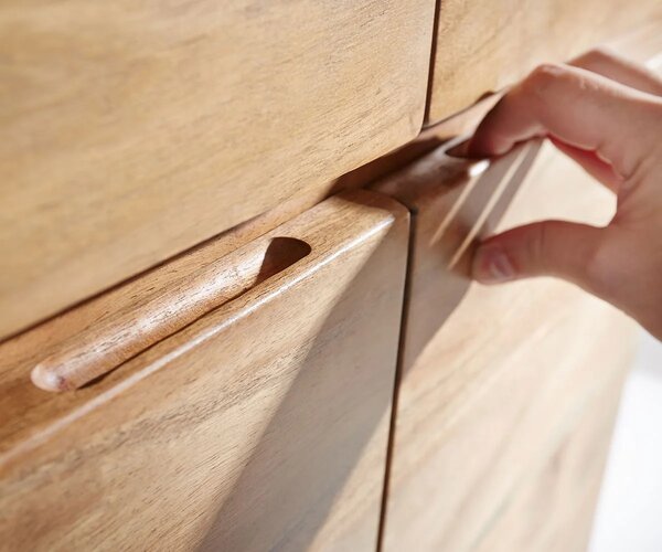 DELIFE Komód Live-Edge 172 cm akác természetes 4 ajtós 4 fiókos