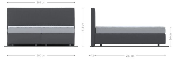 DELIFE Boxspring ágy Dream-Well bouclé krémfehér 200x200 cm bonell matrac PU-topper