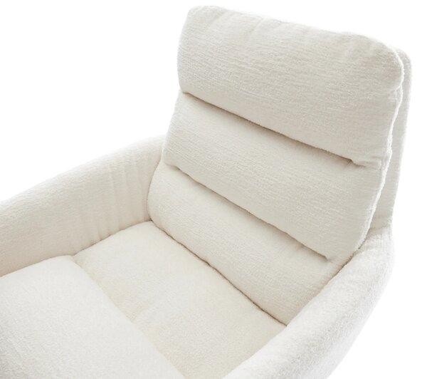 DELIFE Étkezőszék Abelia-Flex karfás bouclé puha bézs vékony láb rozsdamentes acél