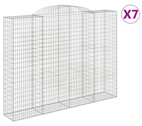 VidaXL 7 db íves horganyzott vas gabion kosár 300x50x220/240 cm