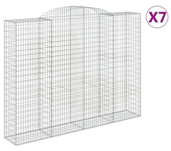 VidaXL 7 db íves horganyzott vas gabion kosár 300x50x220/240 cm