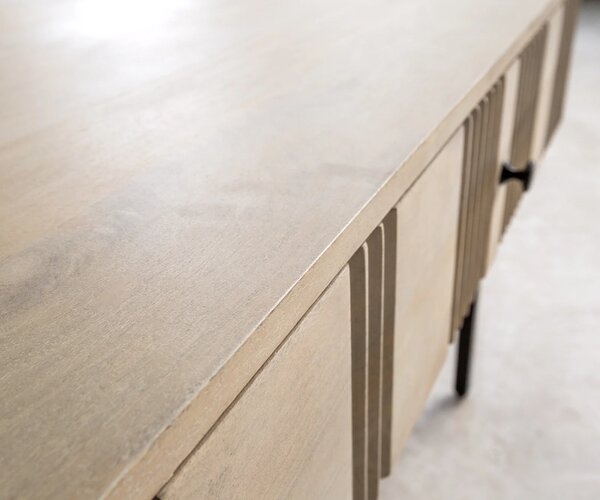 DELIFE Dohányzóasztal Nereos 130x60 cm mango white wash fém fekete