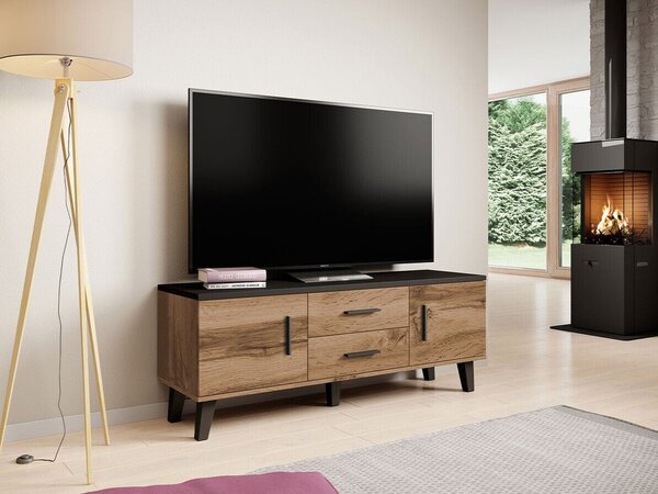 TV-állvány Larfloi 103, Laminált forgácslap, 53x140x40cm, Fekete, Wotan tölgy