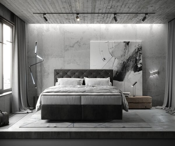 DELIFE Boxspring ágy Dream-Great 160x200 cm mikroszálas antracit vintage zsákrugós matraccal és viszko topperrel