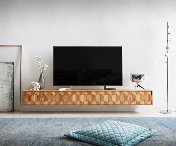 DELIFE TV szekrény Fevo 220 cm akác természetes 4 ajtós lebegő