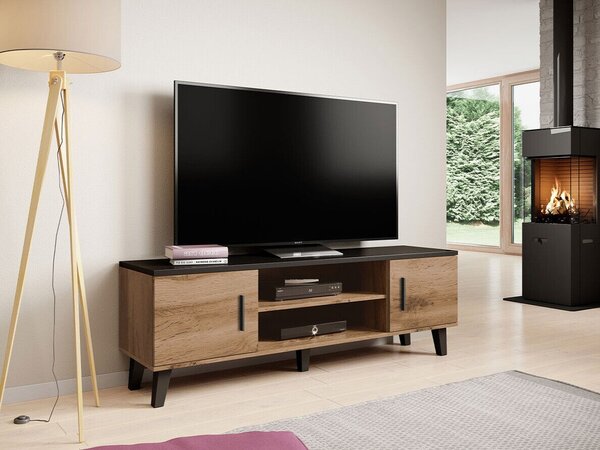 TV-állvány Larfloi 108, Laminált forgácslap, 53x160x40cm, Fekete, Wotan tölgy