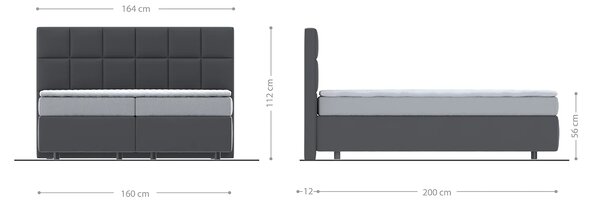 DELIFE Boxspring ágy Dream-Fine 160x200 cm mikroszálas antracit vintage matraccal és topperrel
