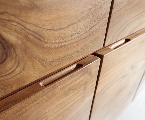 DELIFE Komód Live-Edge 147 cm akác természetes 3 ajtós 3 fiókos