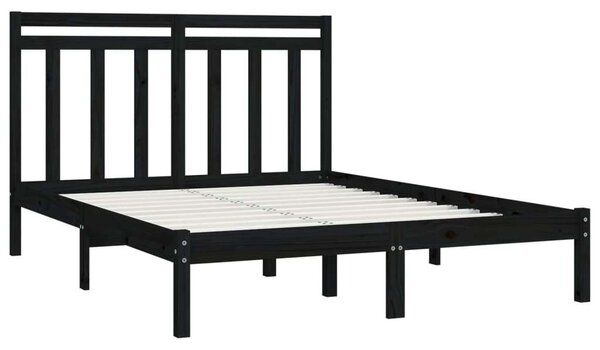VidaXL Fekete Tömörfa Ágykeret - 150x200 cm