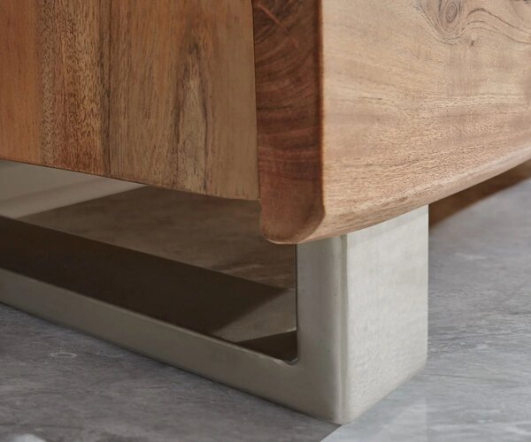 DELIFE Komód Live-Edge 147 cm akác természetes 3 ajtós 3 fiókos