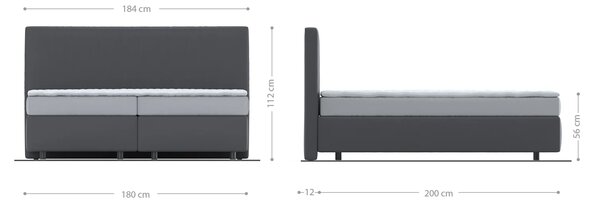 DELIFE Boxspring ágy Dream-Well 180x200 cm mikroszálas ezüstszürke matraccal és topperrel