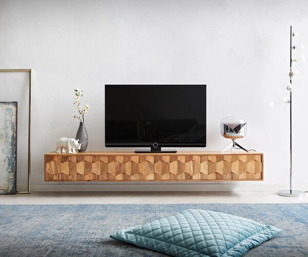 DELIFE TV szekrény Fevo 200 cm akác természetes 4 ajtós lebegő