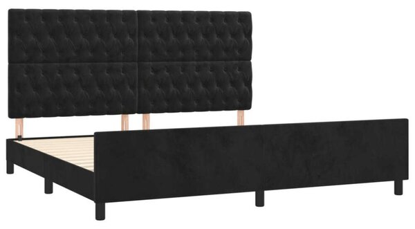 VidaXL Fekete Bársony Ágykeret Fejtámlával - 200x200 cm