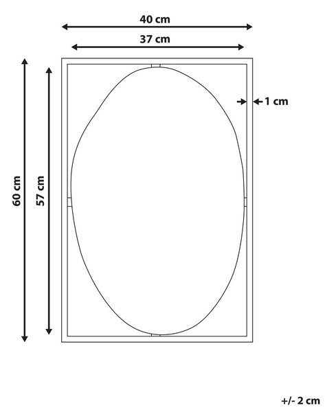 Falitükör NIBELLE 40 cm 60 cm Fém Fekete