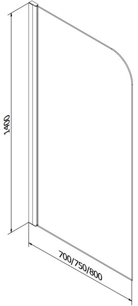 Mexen Cubik téglalap alakú kád 150 x 70 cm burkolattal és 1-szárnyú paravánnal 70 cm, átlátszó, króm - 550315070X9007010100