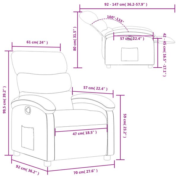 VidaXL Dönthető Fotel - Tópszín - 70x92x99,5cm