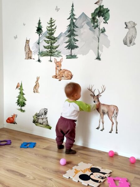 INSPIO - átragasztható textil matrica - Falmatricák - Forest, erdei állatok