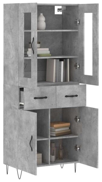VidaXL betonszürke szerelt fa magasszekrény 69,5 x 34 x 180 cm