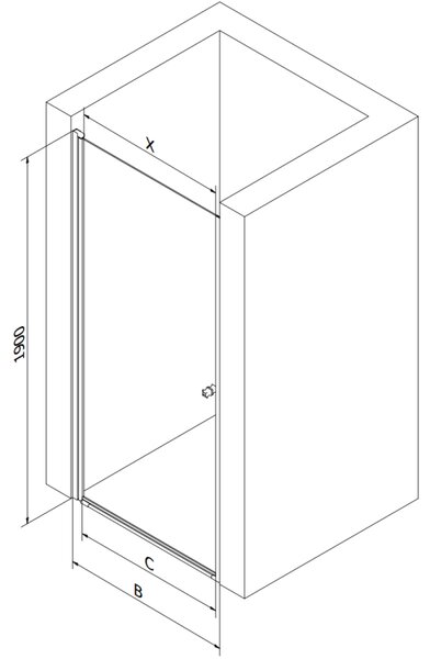 Mexen PRETORIA zuhanyajtó 70 cm, fekete, 852-070-000-70-00