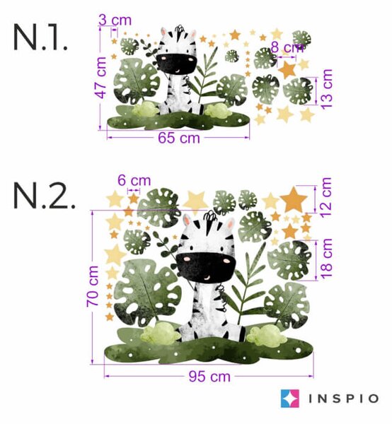 INSPIO - átragasztható textil matrica - Öntapadós falimatrica - Kis zebra
