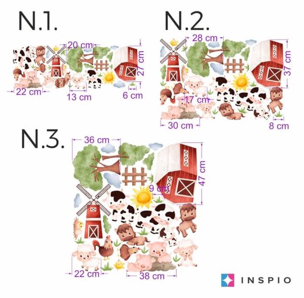 INSPIO - átragasztható textil matrica - Gyerek falmatricák - Farm állatokkal