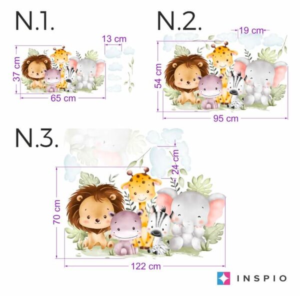 INSPIO - átragasztható textil matrica - Inspio falmatrica - Szafari állatok