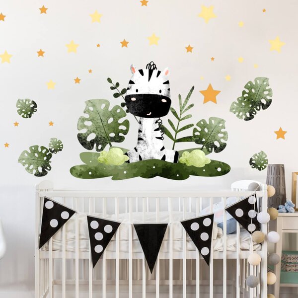 INSPIO - átragasztható textil matrica - Öntapadós falimatrica - Kis zebra