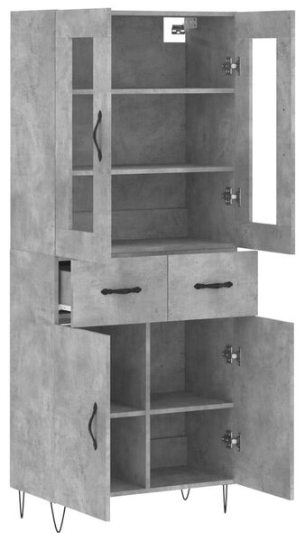 VidaXL betonszürke szerelt fa magasszekrény 69,5 x 34 x 180 cm