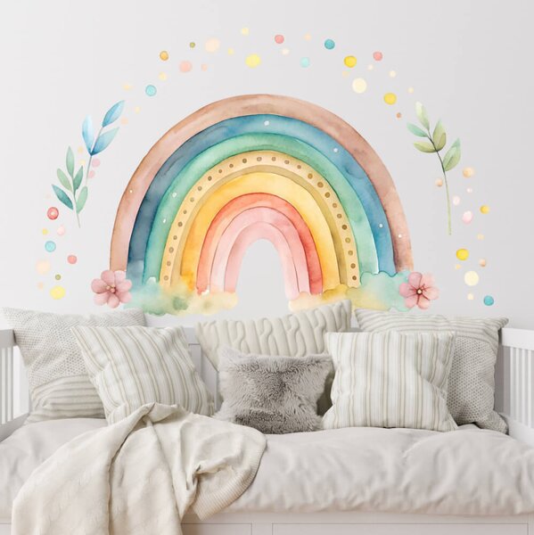 INSPIO - átragasztható textil matrica - Falmatrica gyerekszobába - Szivárvány