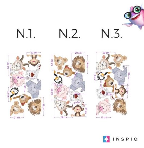 INSPIO - átragasztható textil matrica - Gyerekszoba falmatrica - ZOO az ajtó körül