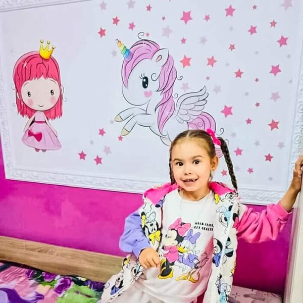 INSPIO - átragasztható textil matrica - Gyerekszoba falmatrica - Unikornis