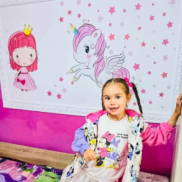 INSPIO - átragasztható textil matrica - Gyerekszoba falmatrica - Unikornis