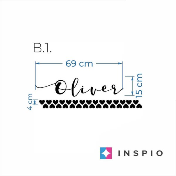 INSPIO -ajándékok, dekorációk gyártása - Falmatrica - Szívecske névvel