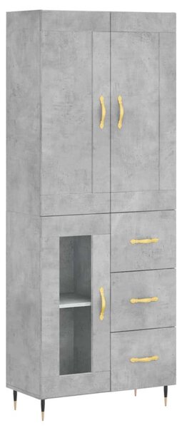 VidaXL Magasszekrény - Betonszürke - 69,5x34x180cm