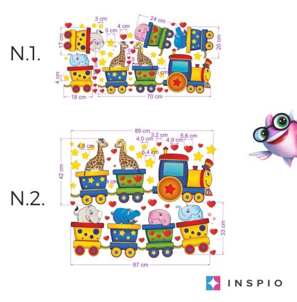 INSPIO - átragasztható textil matrica - Gyerekszoba falmatrica - Happy train