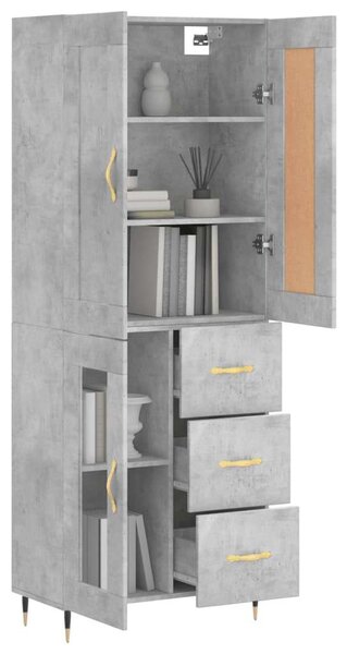 VidaXL Magasszekrény - Betonszürke - 69,5x34x180cm