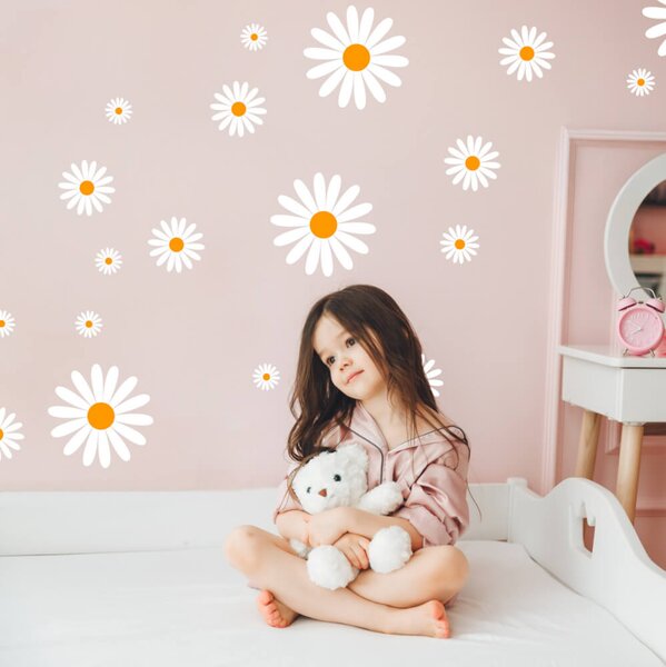 INSPIO - átragasztható textil matrica - Falmatrica - Százszorszép