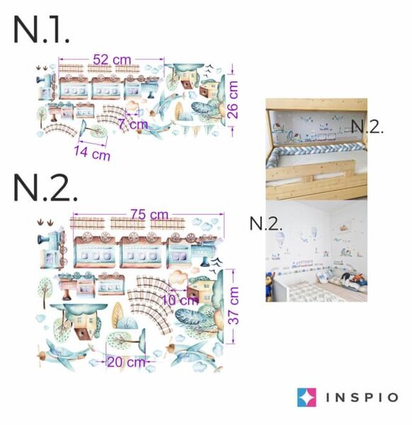 INSPIO - átragasztható textil matrica - Falmatricák a vonatokról - kisfiú falmatrica