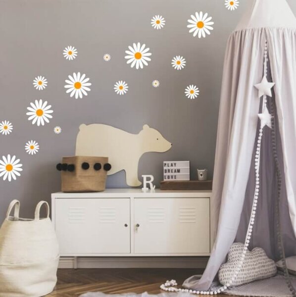 INSPIO - átragasztható textil matrica - Falmatrica - Százszorszép