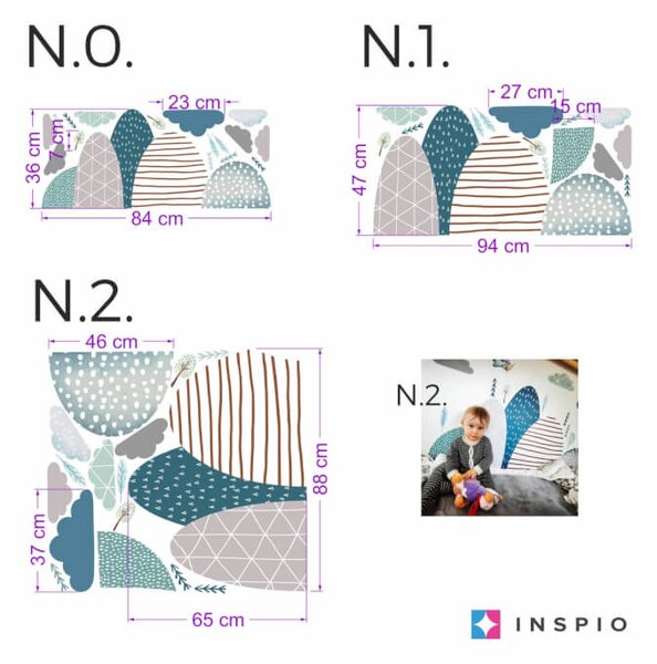 INSPIO - átragasztható textil matrica - Gyerekszoba falmatrica - Dombokon túl