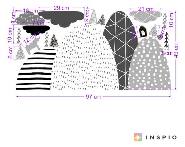 INSPIO - átragasztható textil matrica - Öntapadós falmatrica - Dombocskák