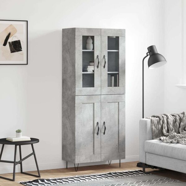 VidaXL betonszürke szerelt fa magasszekrény 69,5 x 34 x 180 cm