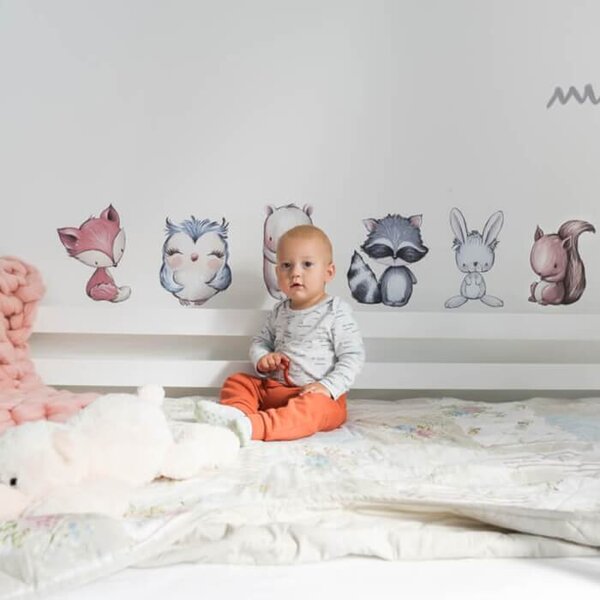 INSPIO - átragasztható textil matrica - Falmatricák - Erdei állatkák