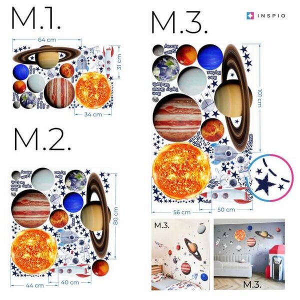 INSPIO - átragasztható textil matrica - Falmatrica - Világűr, bolygók