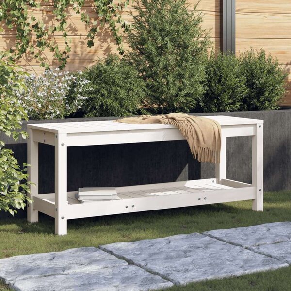 VidaXL Fehér Fenyőfa Kerti Pad - 108x35x45 cm