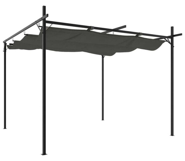 VidaXL pergola behúzható tetővel 295 x 292 x 230 cm, antracitszürke