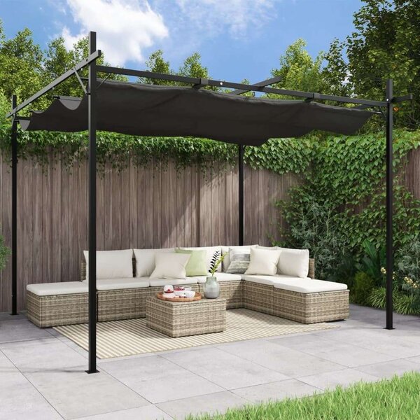 VidaXL pergola behúzható tetővel 295 x 292 x 230 cm, antracitszürke