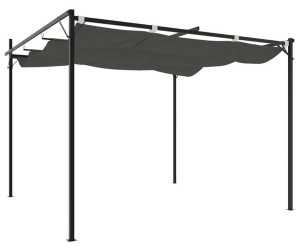 VidaXL pergola behúzható tetővel 295 x 292 x 230 cm, antracitszürke